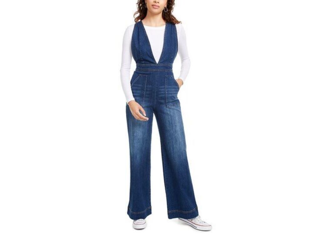 Dollhouse Cici Denim Wide Leg Jumpsuit Juniors Size 3 / Small